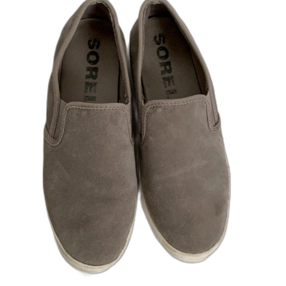 Sorel Campsneak Taupe Brown Suede Leather Slip-On Sneaker Flats Size 8 - Picture 4 of 10